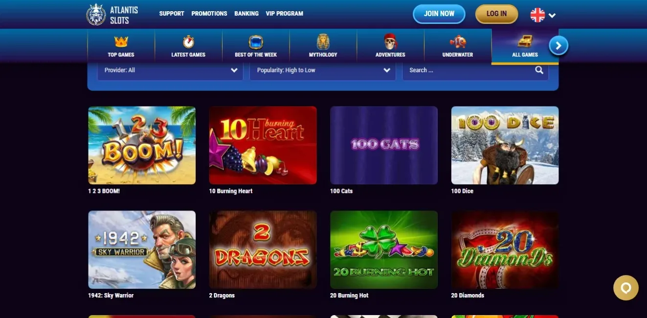 Atlantis slots 90% 45 gratis spins